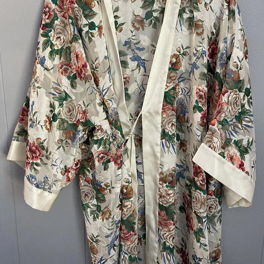 Vintage Victoria's Secret GOLD LABEL Kimono Robe Semi Sheer Floral